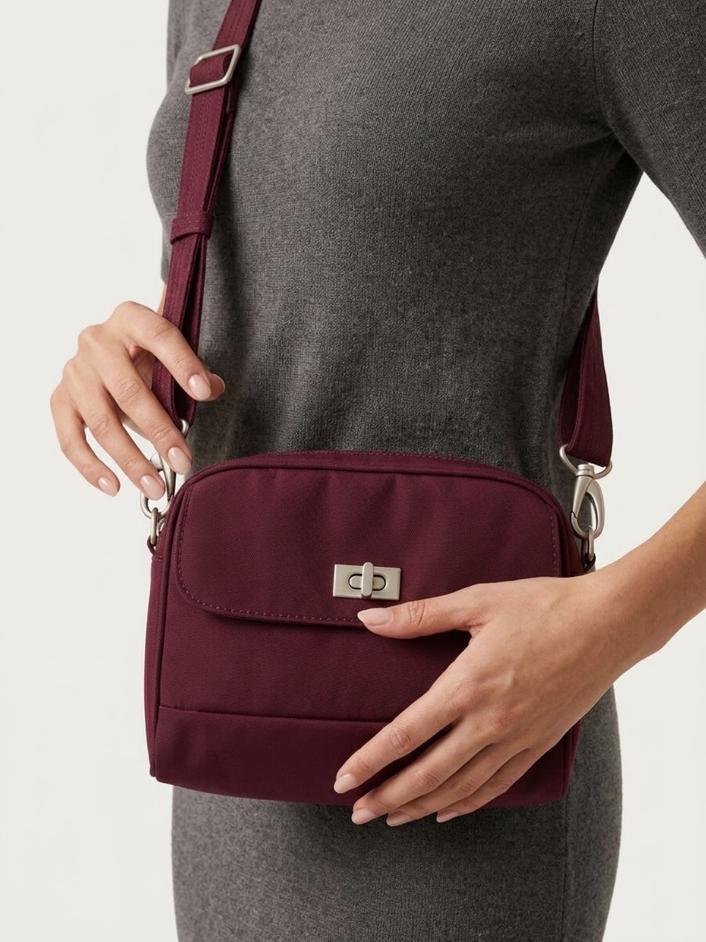 Magellan VaultPro RFID Outdoors Plum Crossbody with Silver Turn-Lock